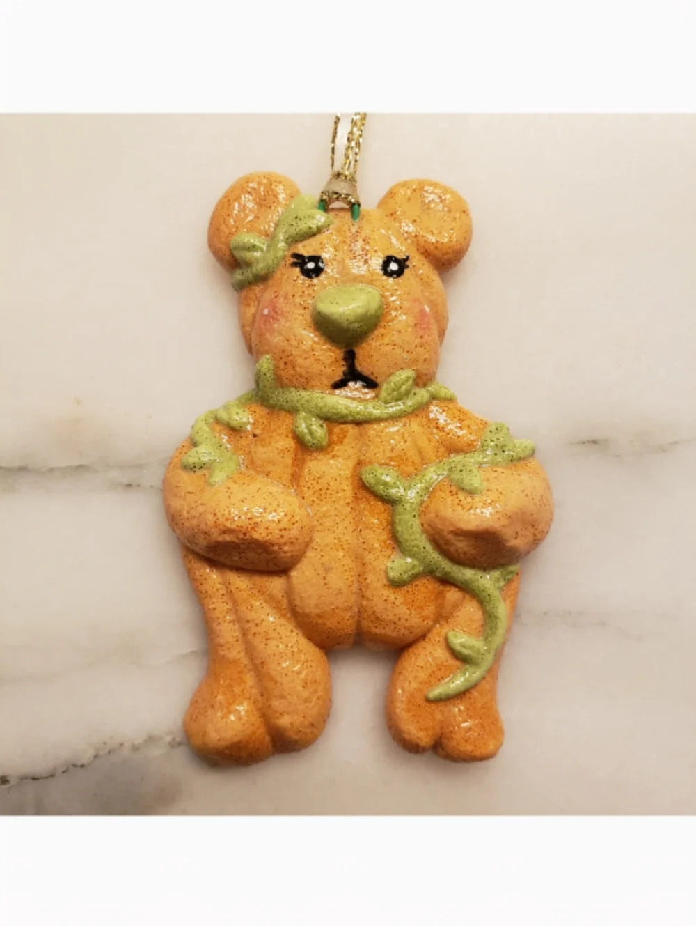 New Handmade Salt Dough Pumpkin Bear Ornament